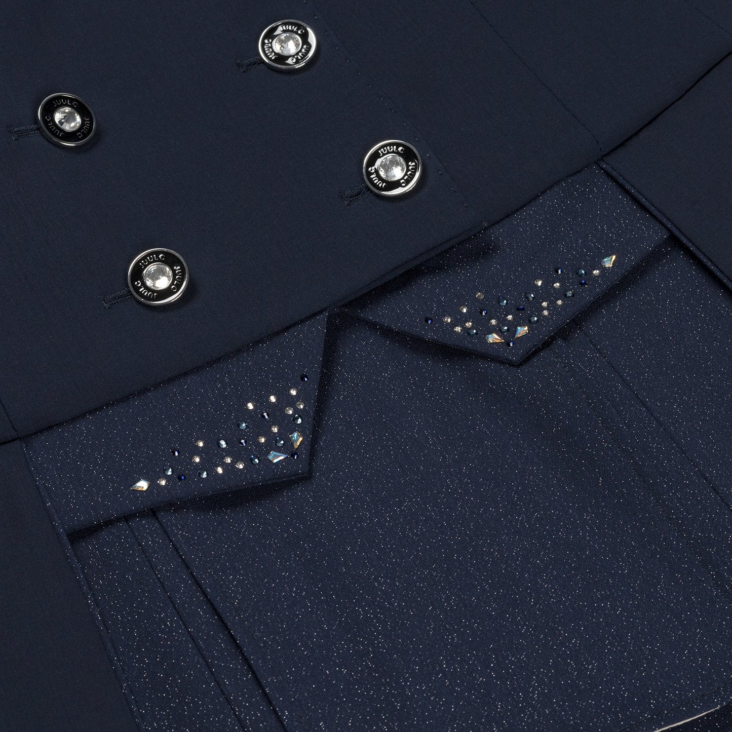 Luxe Donkerblauwe Dames Slipjas met Navy Glitter en Swarovski Details