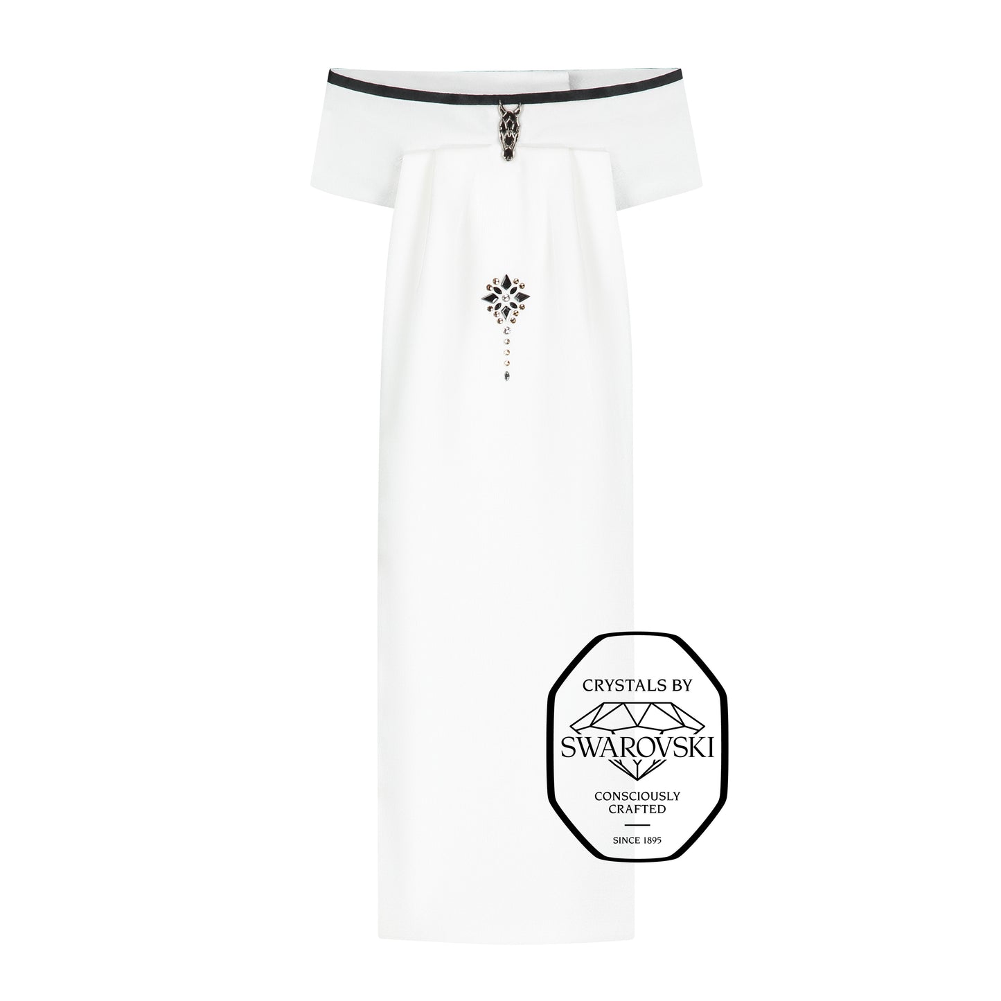 Plastron met Zwarte Bies & Champagne Details