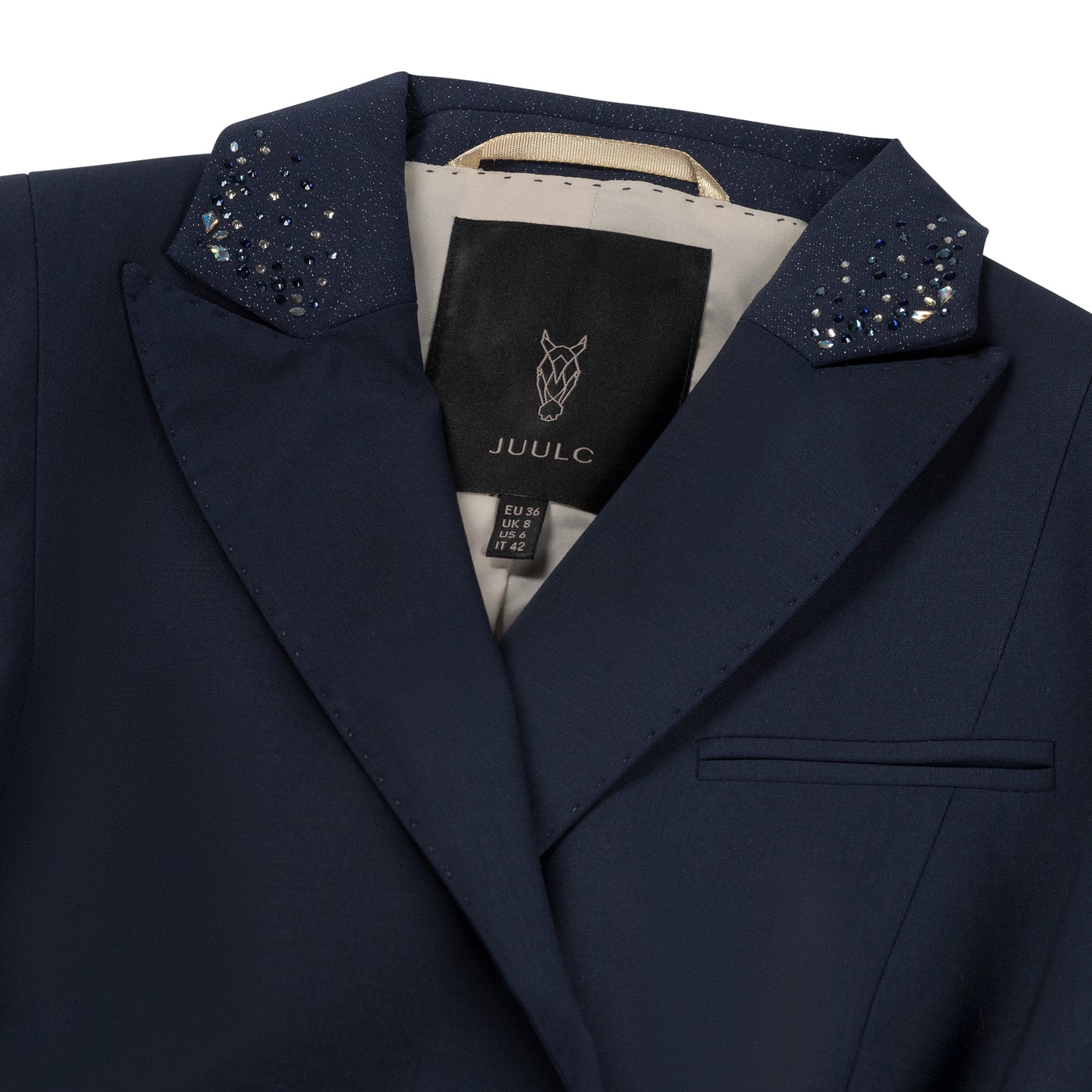 Luxe Donkerblauwe Dames Slipjas met Navy Glitter en Swarovski Details