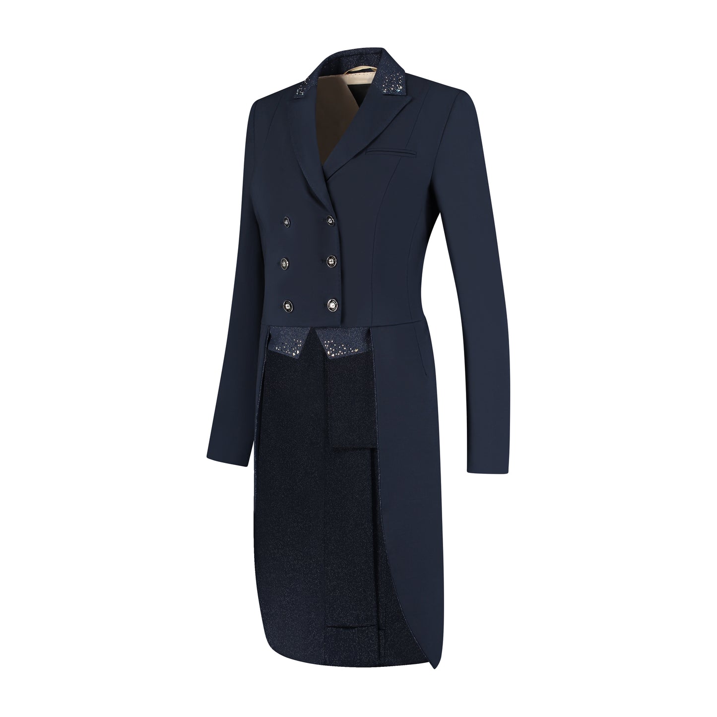 Luxe Donkerblauwe Dames Slipjas met Navy Glitter en Swarovski Details