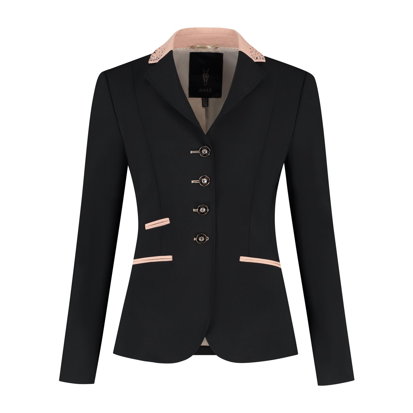 Women's Competition Show Jacket in Black with Pink and Rose Gold Details
