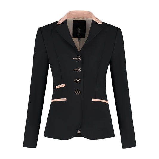 Women's Competition Show Jacket in Black with Pink and Rose Gold Details